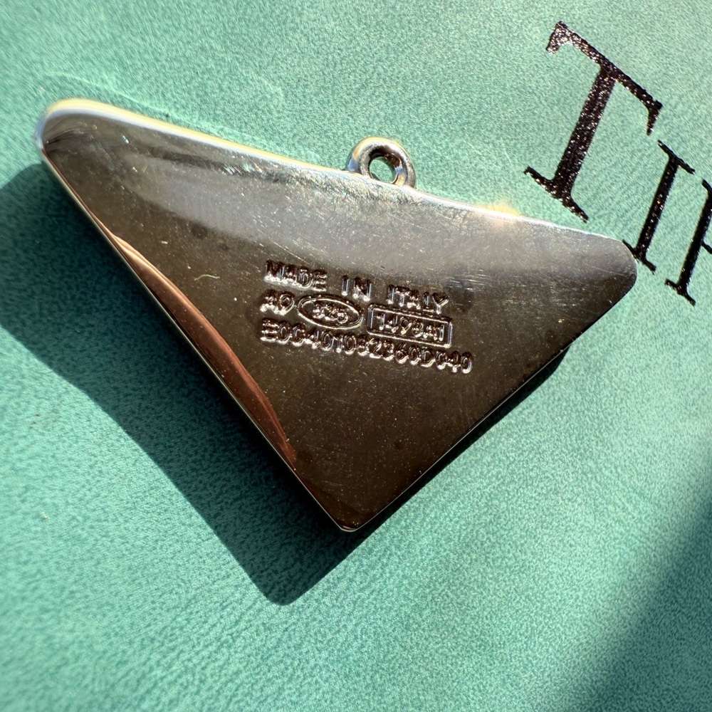 Authentic PRADA Baby Blue Enamel Logo Pendant – Silver Tone 💙 - Picture 3 of 3